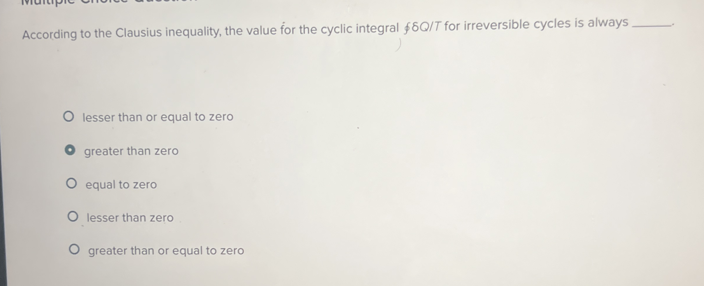 According to the Clausius inequality, the value