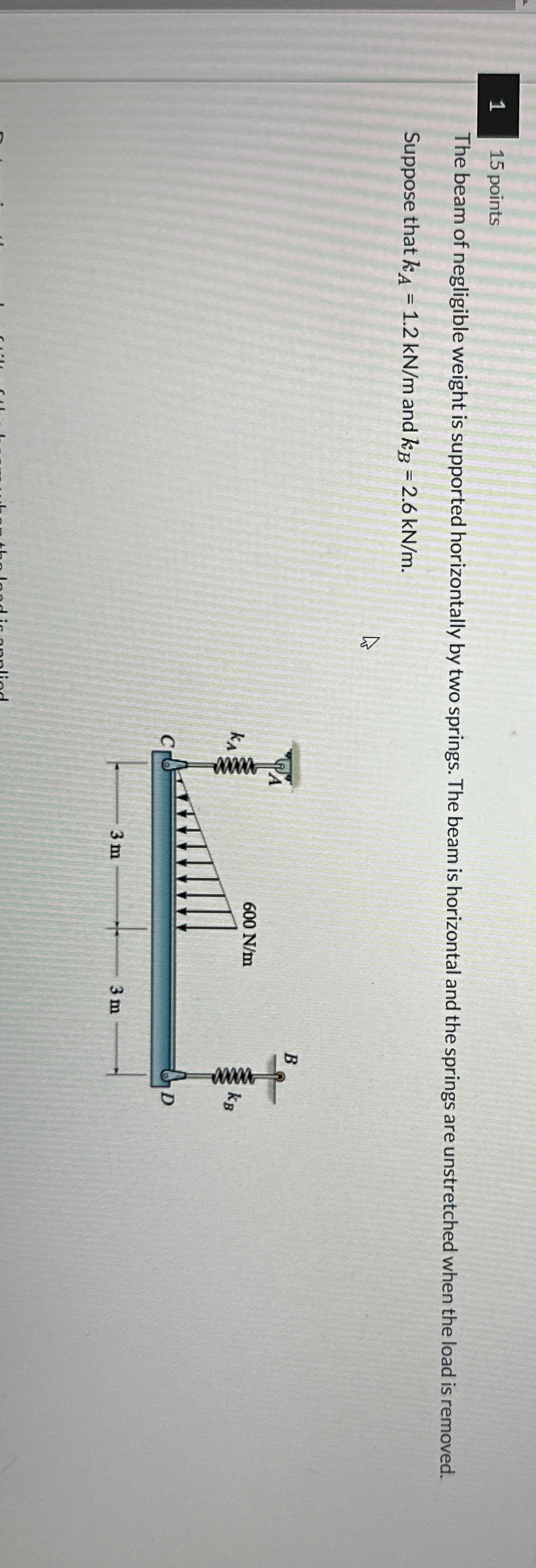 1 1 5 points The beam of negligible weight is