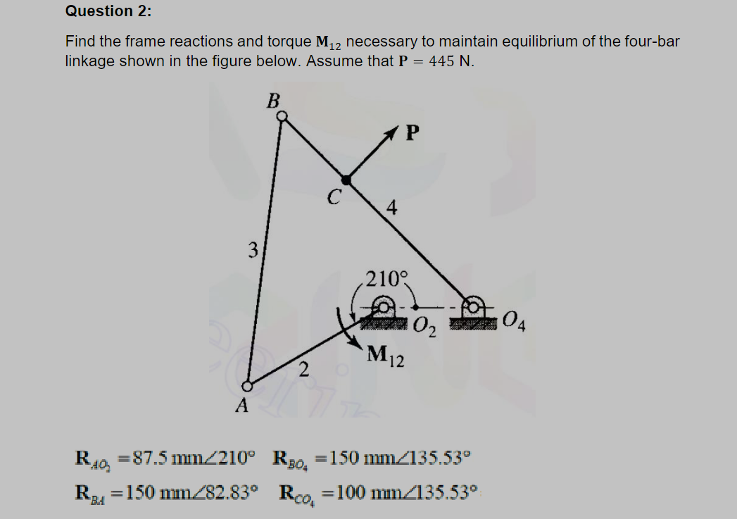 Find the frame reactions and torque M 1 2