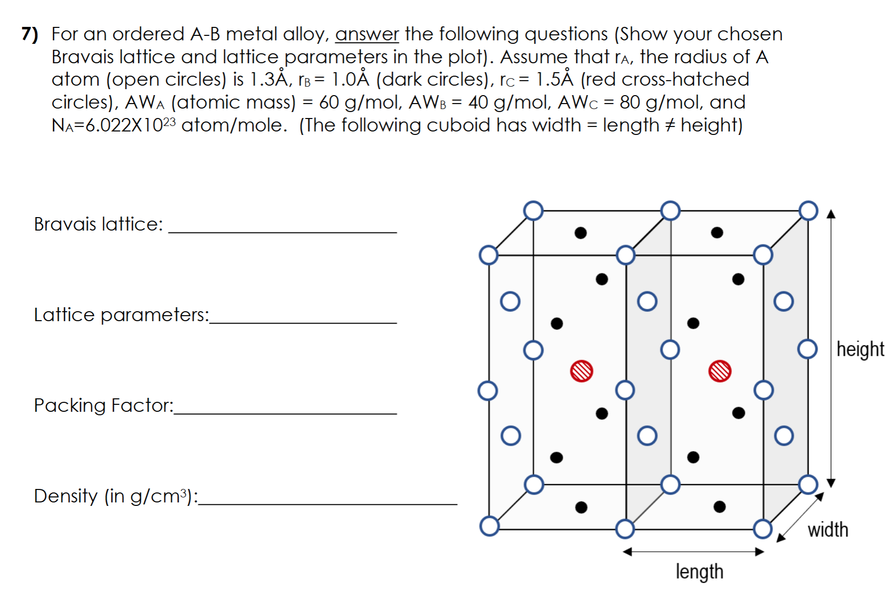 For an ordered A - B metal alloy, answer the