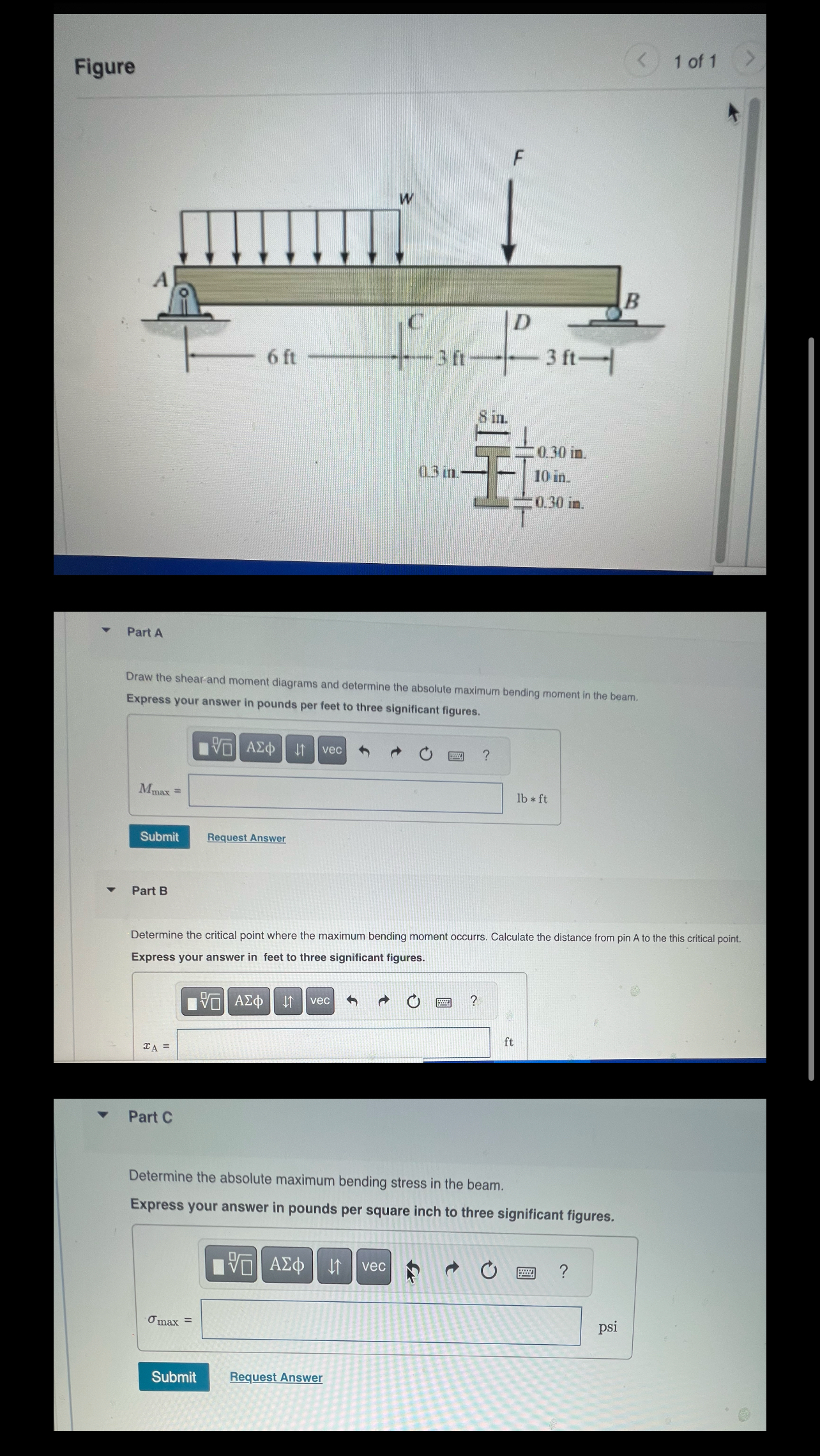 Figure 1 of 1 Part A Draw the shear - and moment