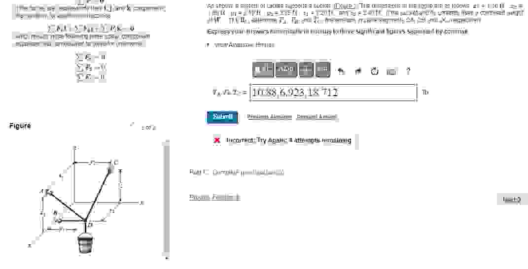 As shown, a system of cables supports a bucket. (