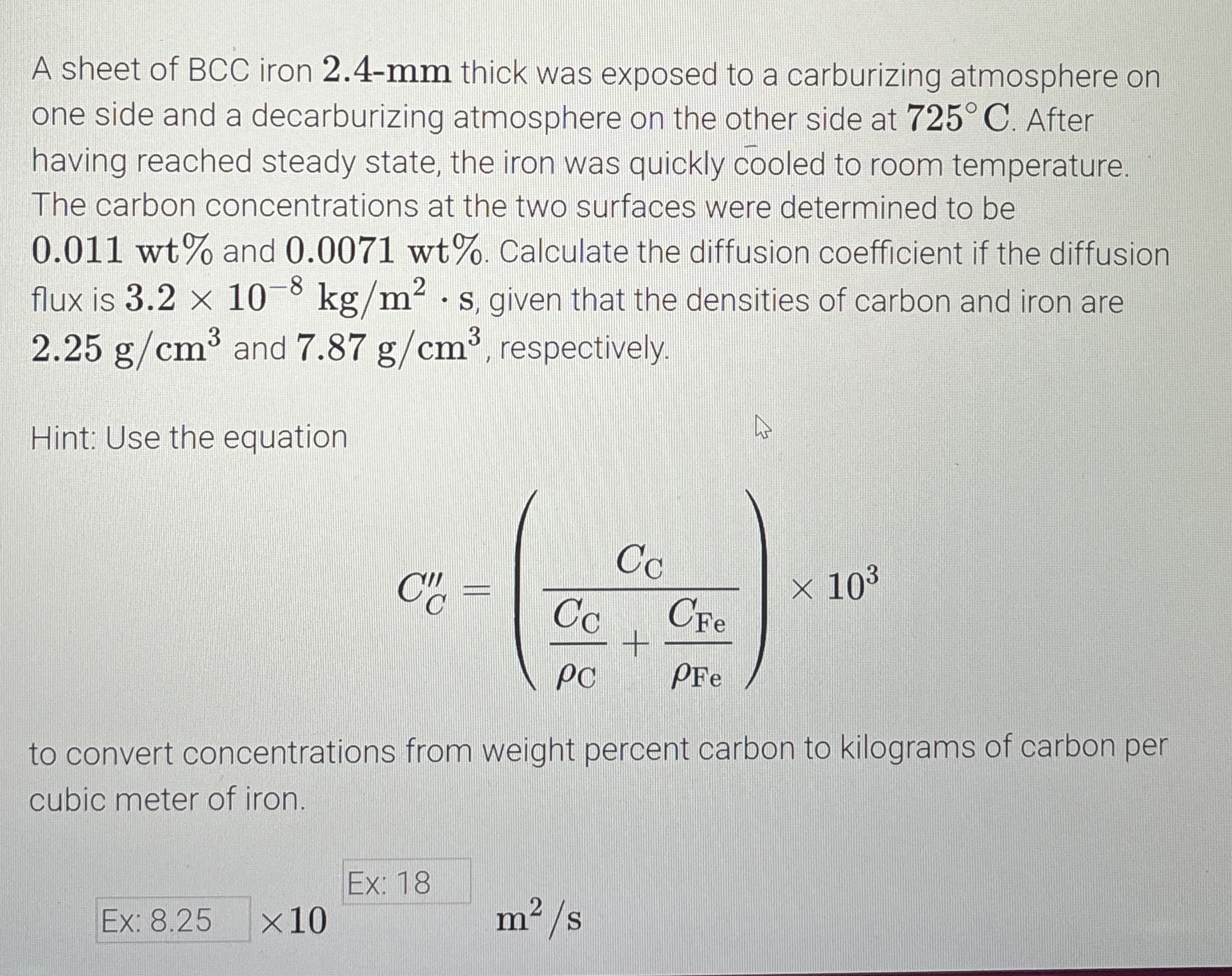 A sheet of BCC iron 2 . 4 - mm thick was exposed