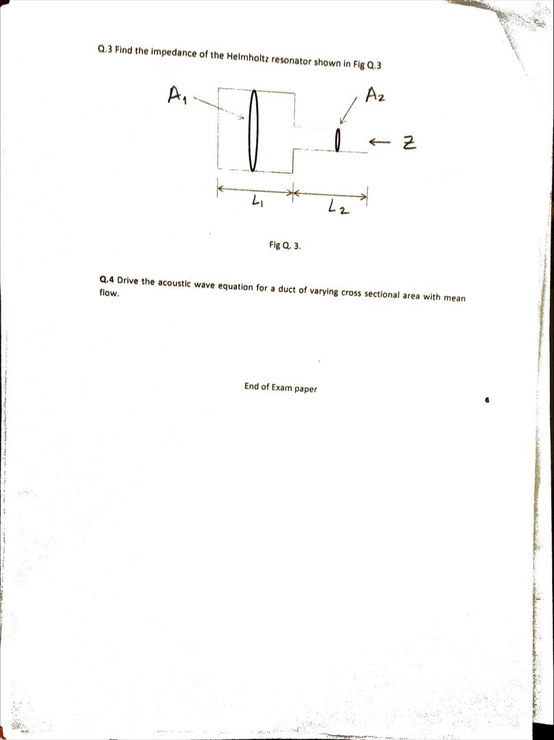 Q . 3 Find the impedance of the Helmholtz