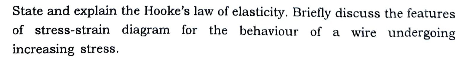 State and explain the Hooke's law of elasticity.