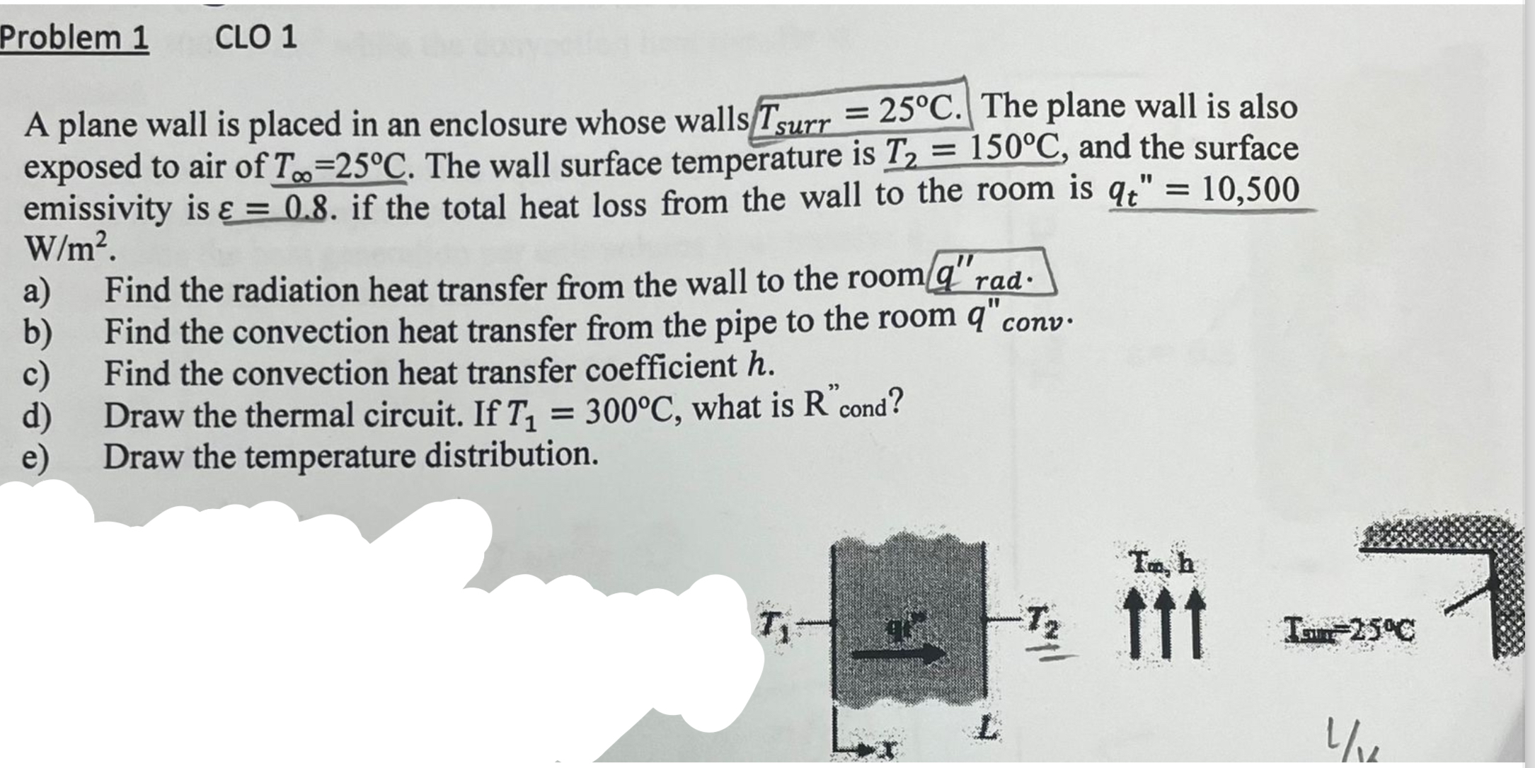 Problem 1 CLO 1 A plane wall is placed in an