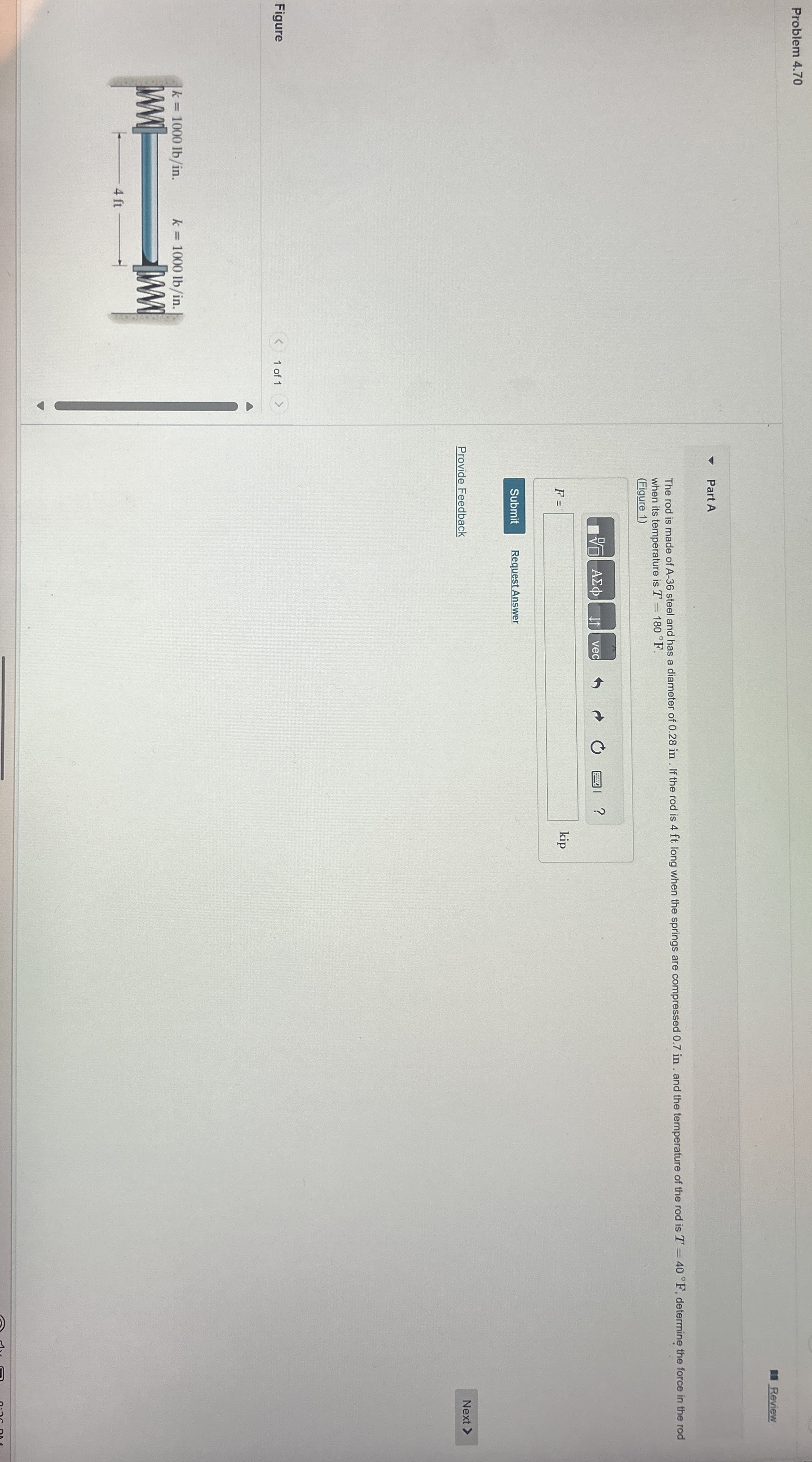 Problem 4 . 7 0 Part A The rod is made of A - 3 6