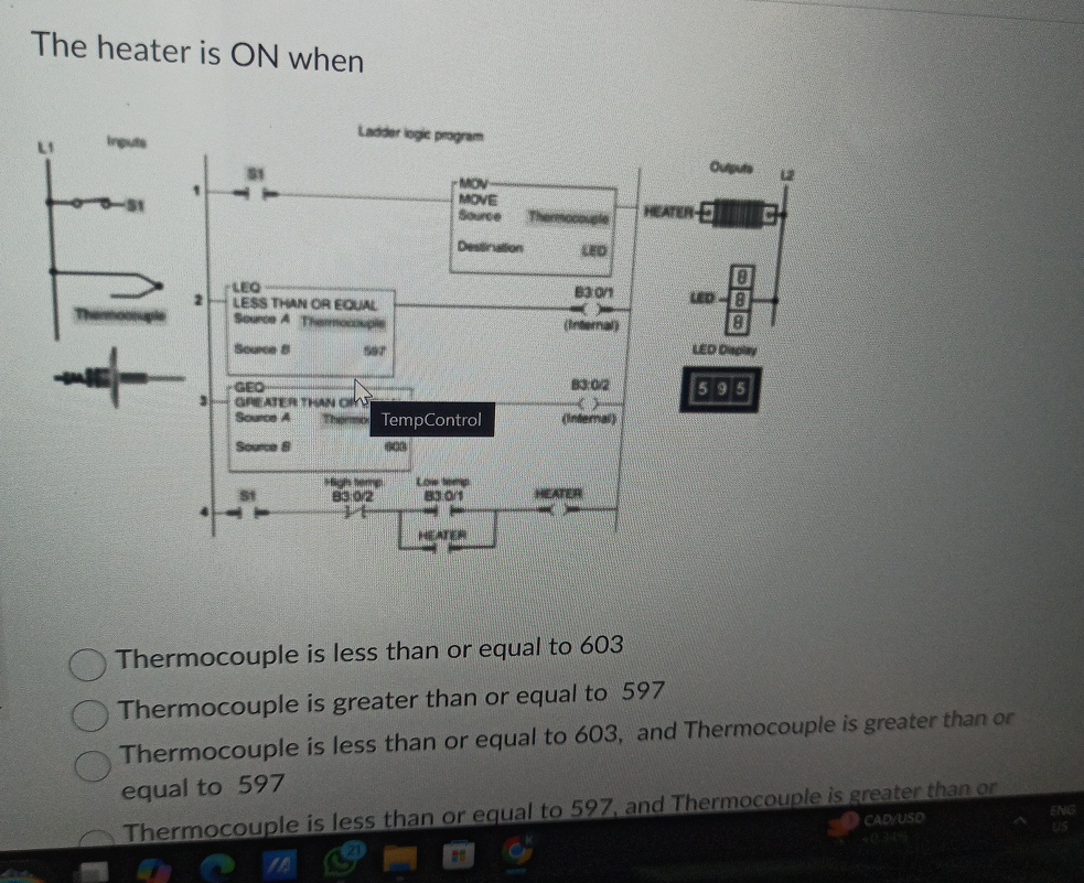 The heater is ON when Ladder iogle program