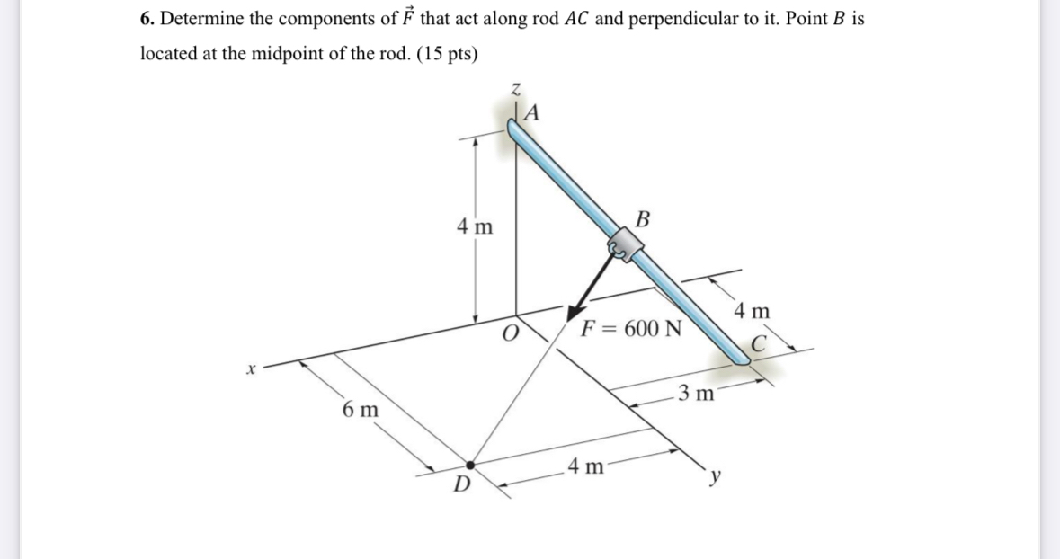 Determine the components of vec ( F ) that act