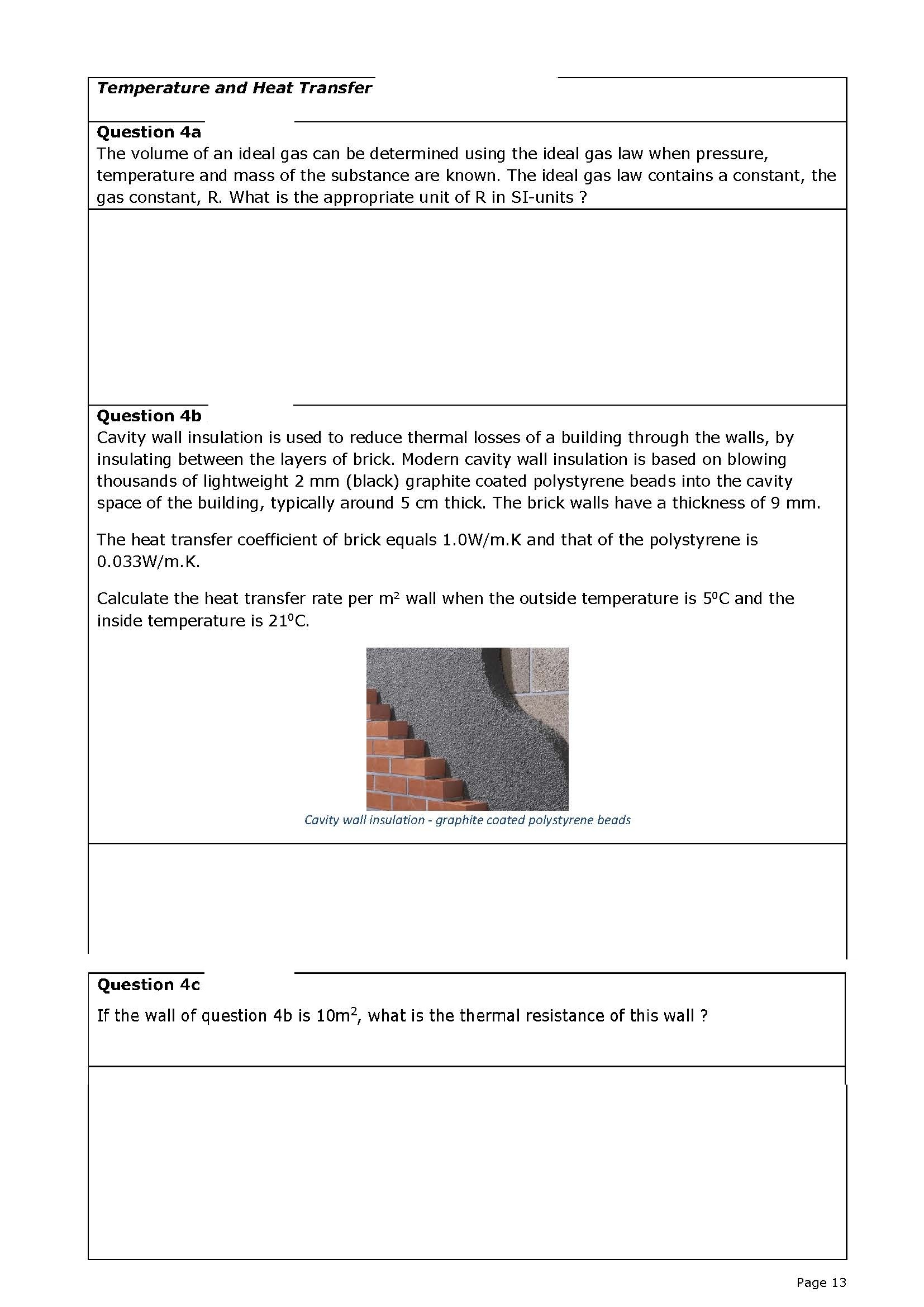 Temperature and Heat Transfer Question 4 a The