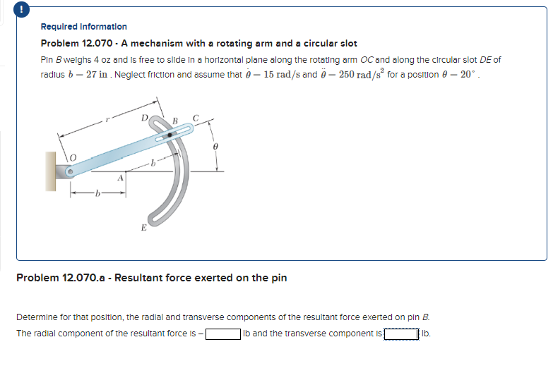 Problem 1 2 . 0 7 0 - A mechanism with a rotating