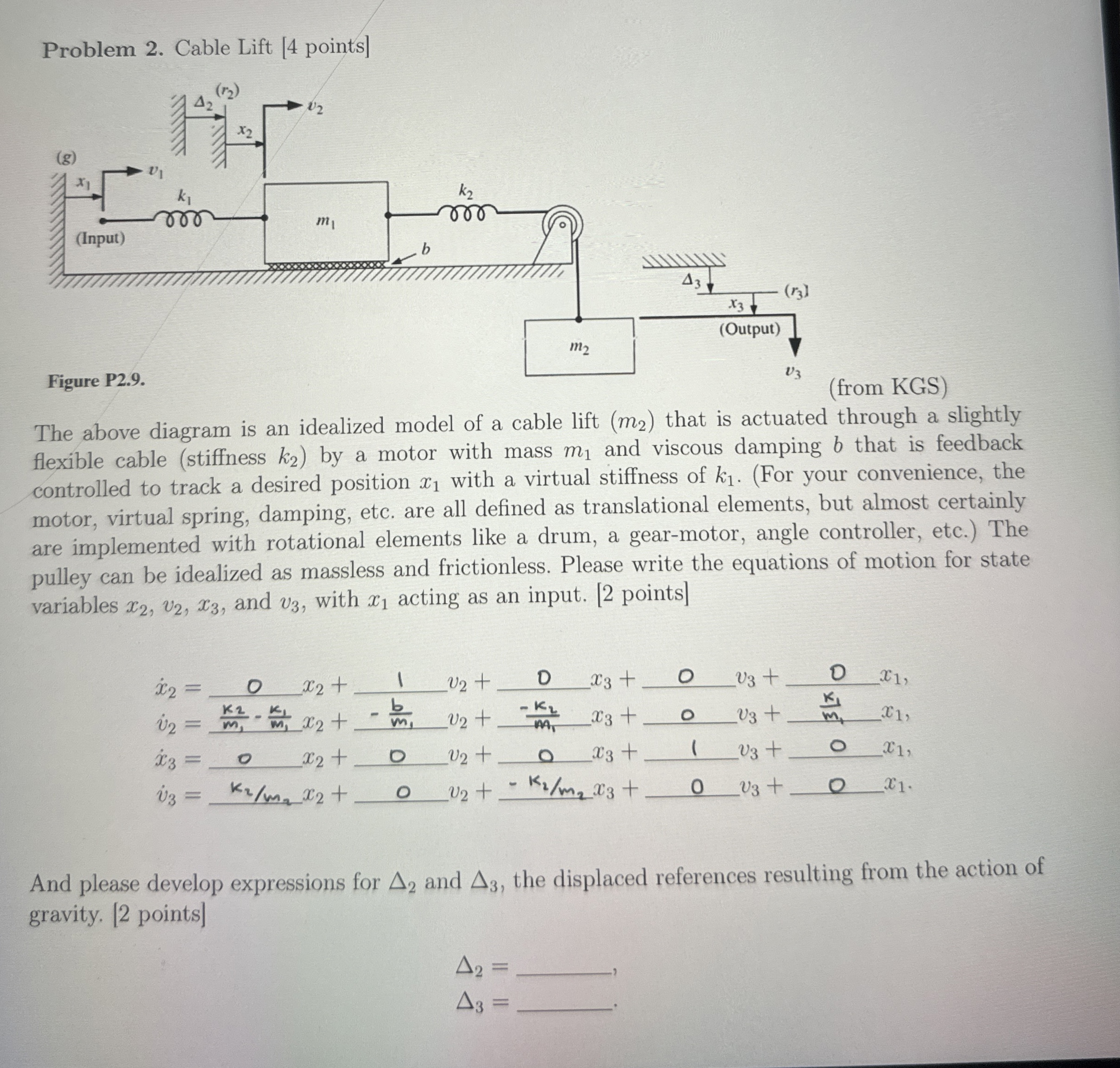 Problem 2 . Cable Lift [ 4 points ] Figure P 2 .