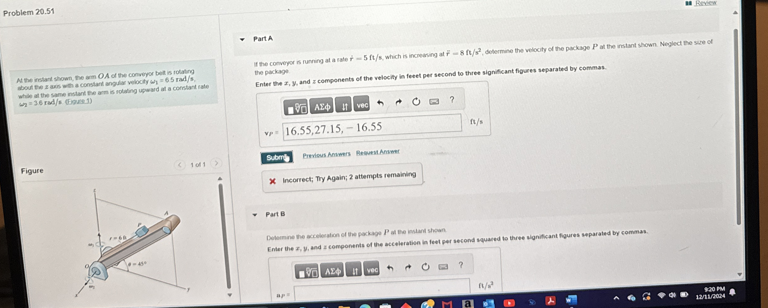 Problem 2 0 . 5 1 Review At the instant shown,