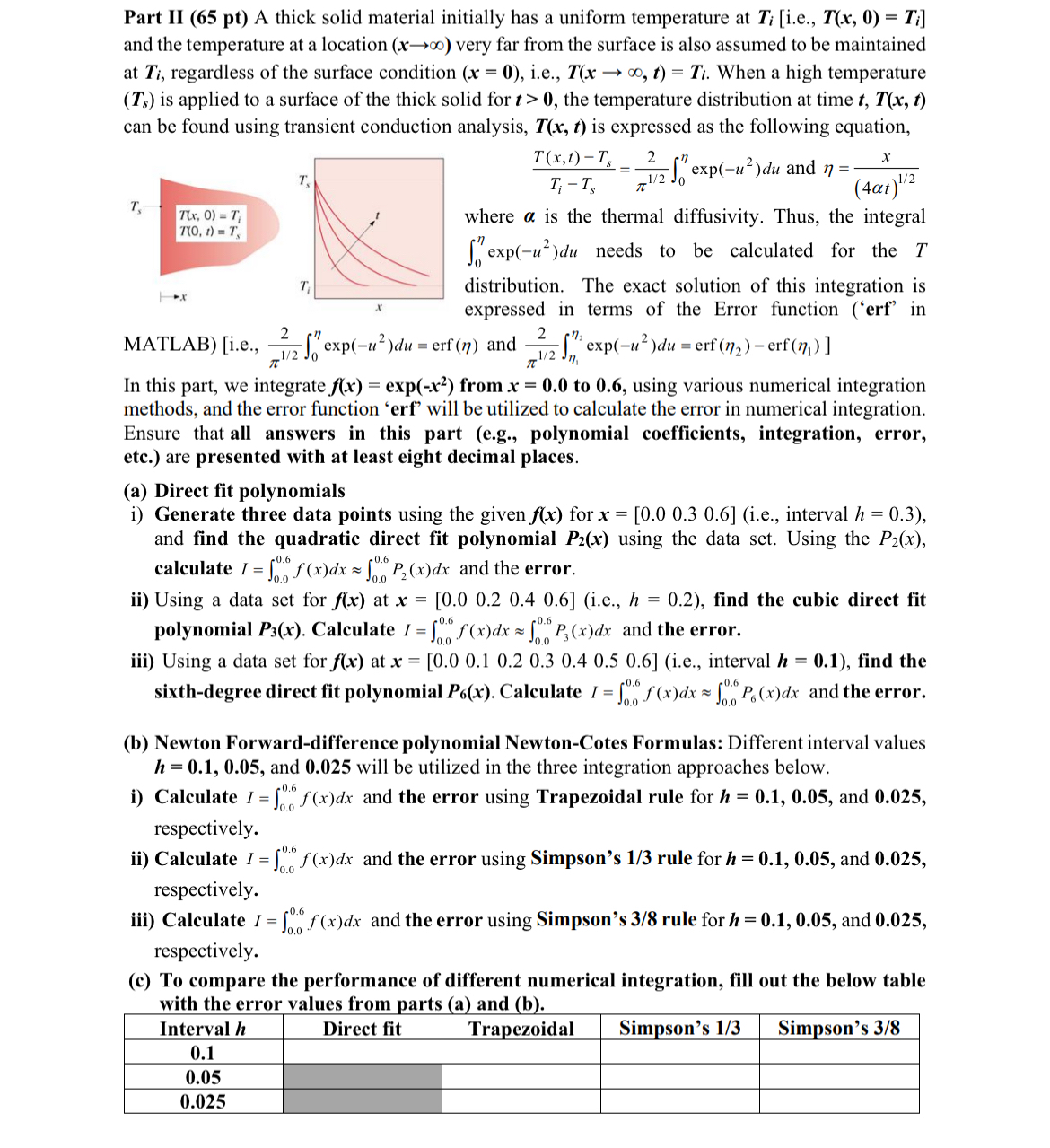 Part II ( 6 5 p t ) A thick solid material