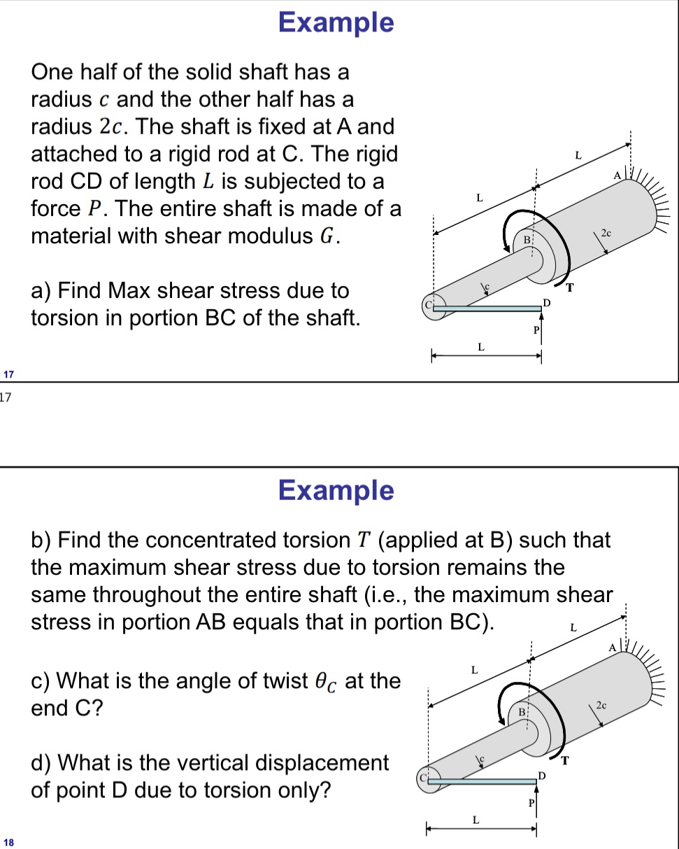 Example One half of the solid shaft has a radius