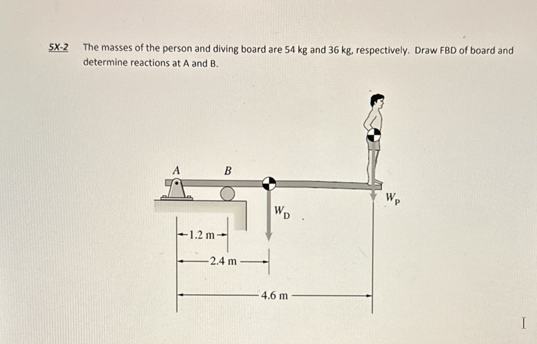 5 X - 2 The masses of the person and diving board
