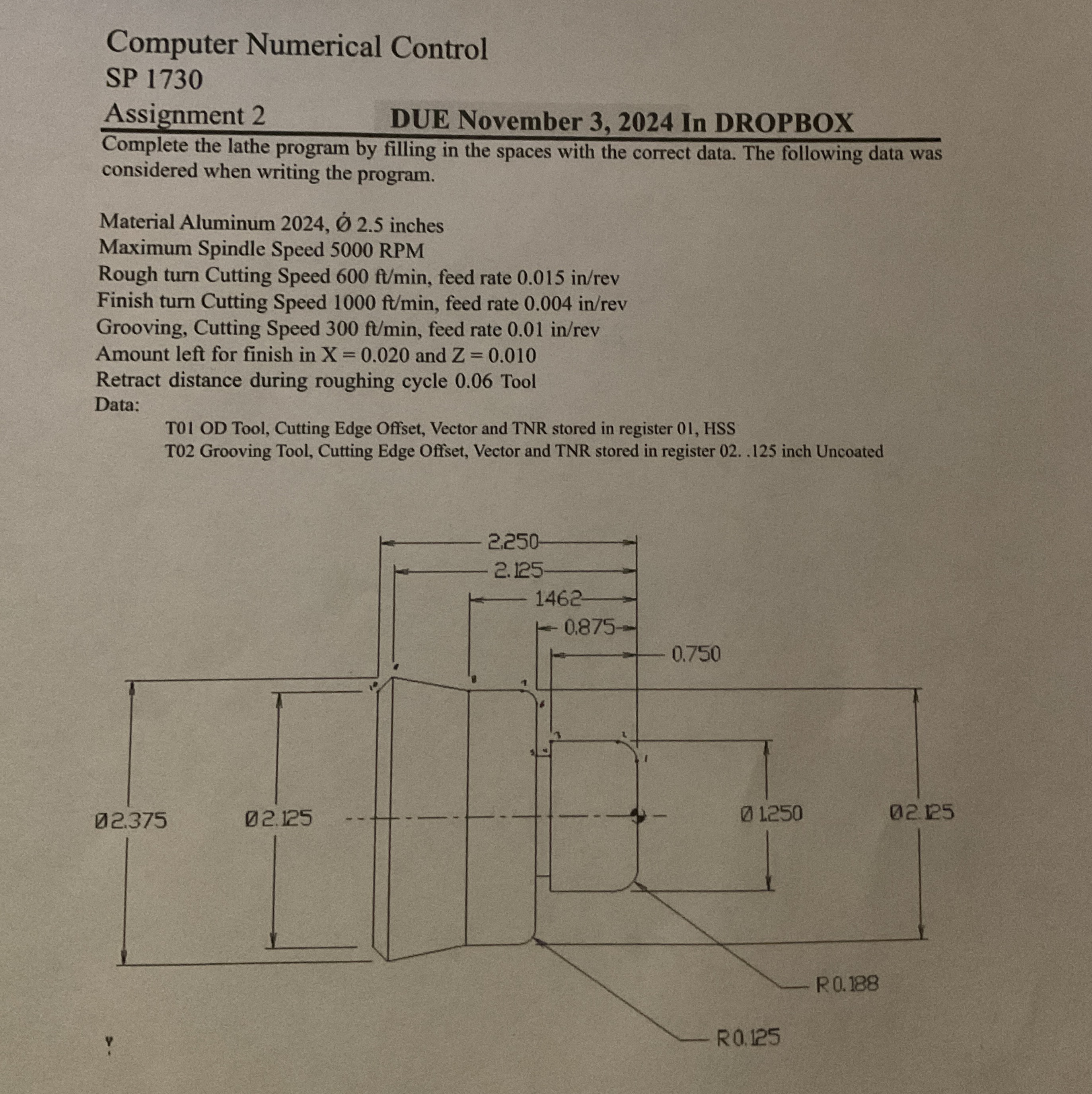 Computer Numerical Control SP 1 7 3 0 Assignment