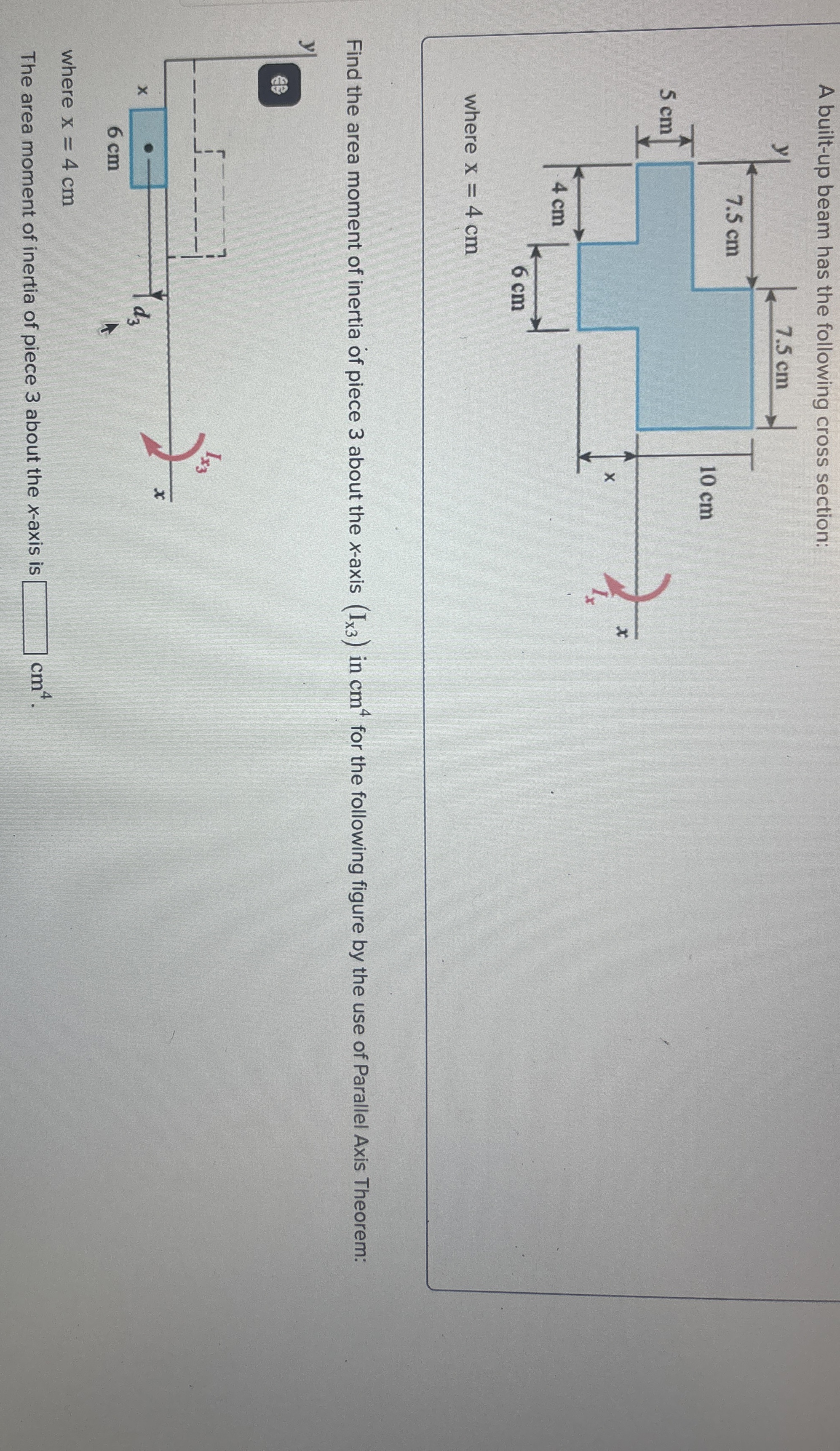 A built - up beam has the followina cross