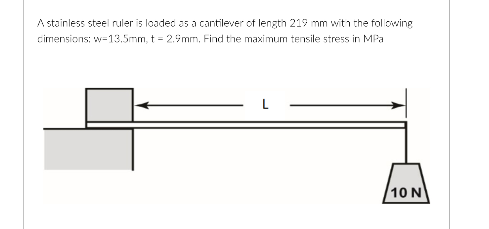 A stainless steel ruler is loaded as a cantilever