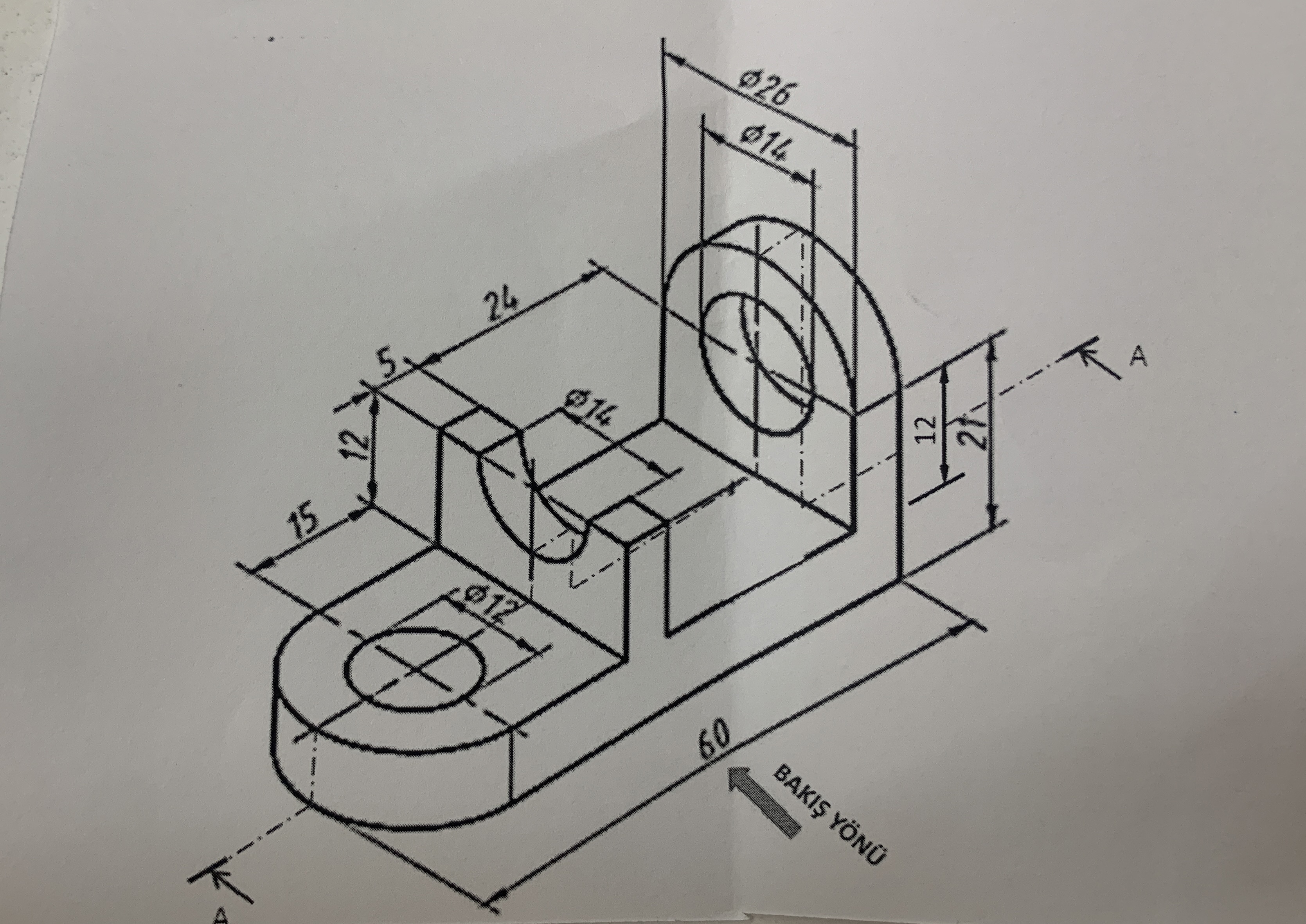 Draw the three view ( front - left and top )