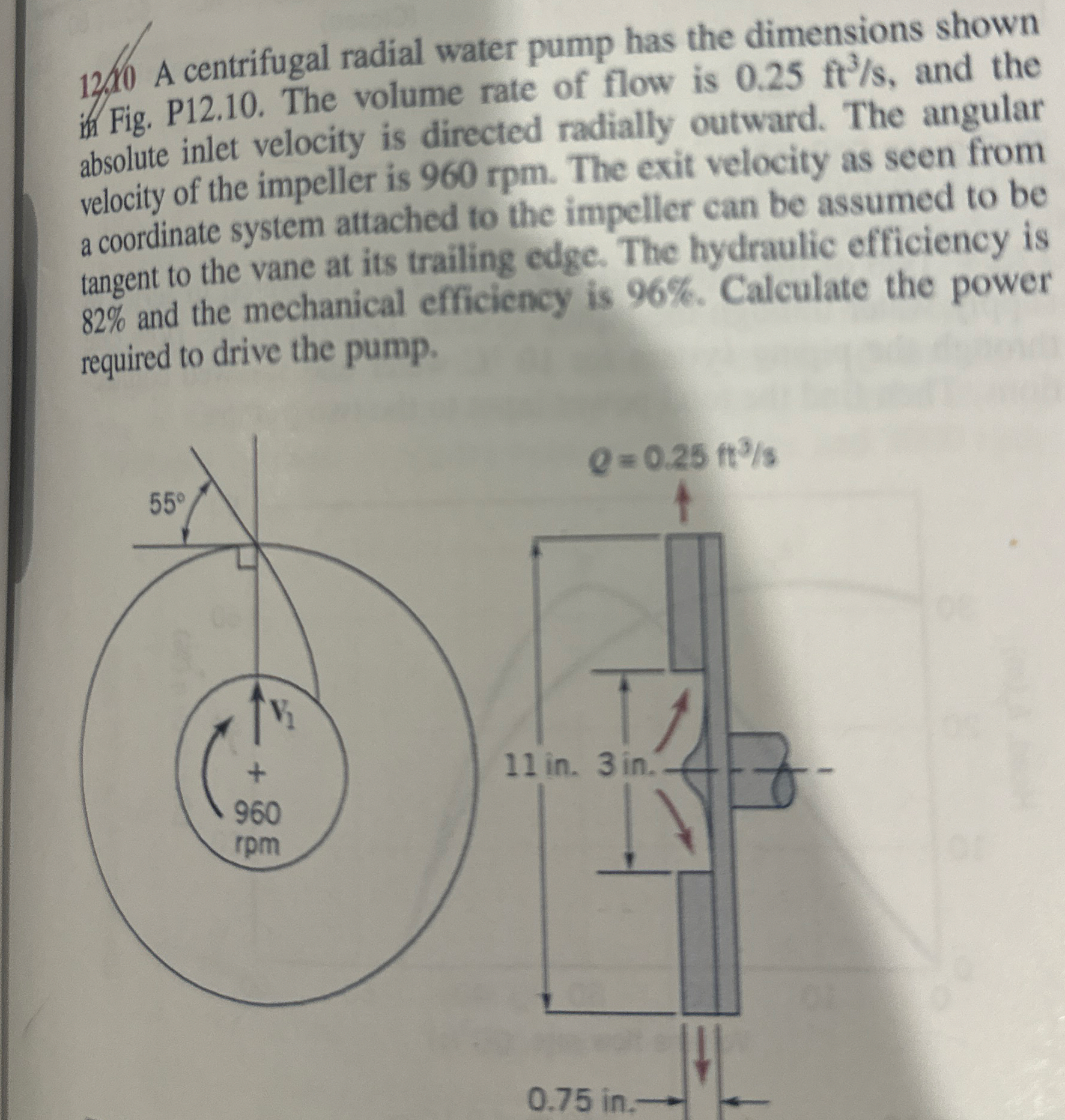 1 2 . 1 0 . A centrifugal radial water pump has