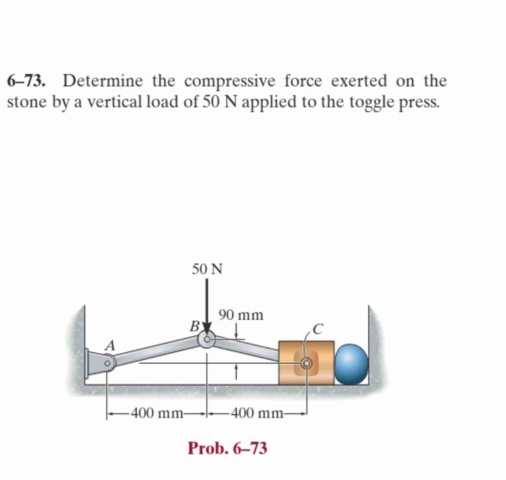 6 - 7 3 . Determine the compressive force exerted