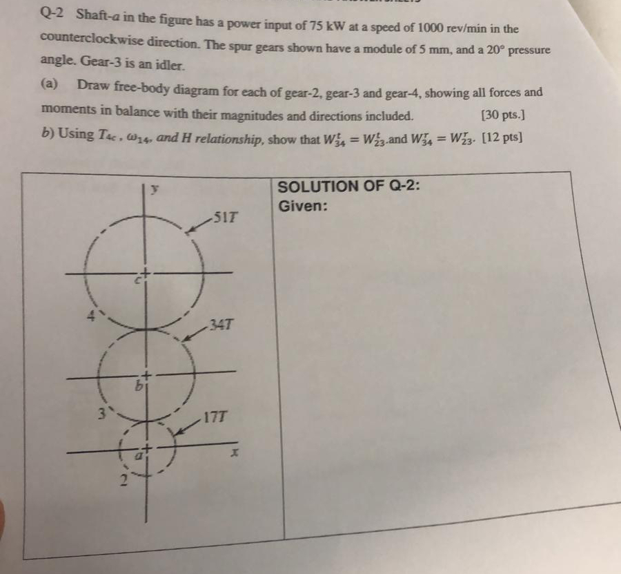 Q - 2 Shaft - a in the figure has a power input