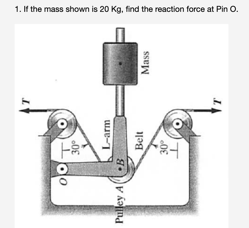 If the mass shown is 2 0 Kg , find the reaction