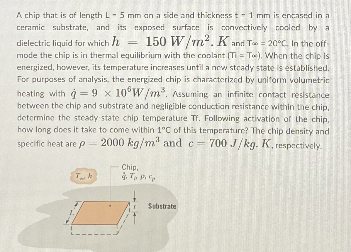 A chip that is of length L = 5 m m on a side and