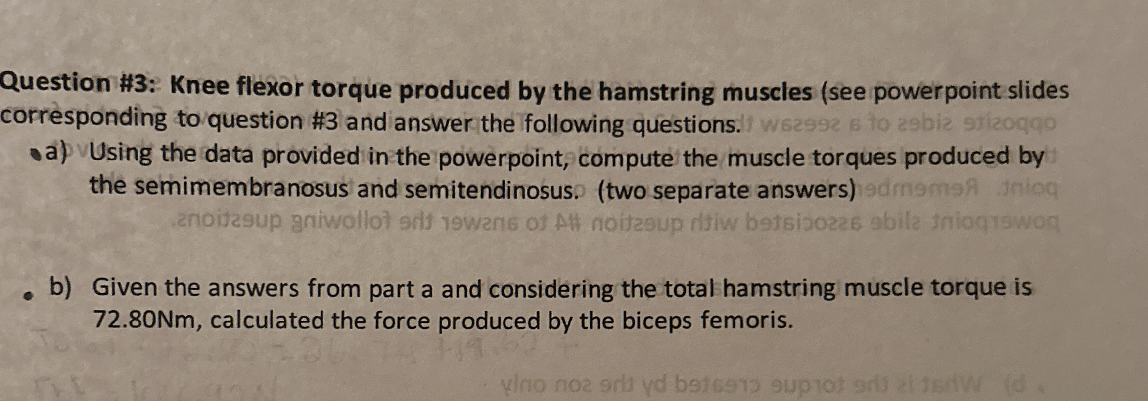 Question 3 - data for lab When the knee is flexed