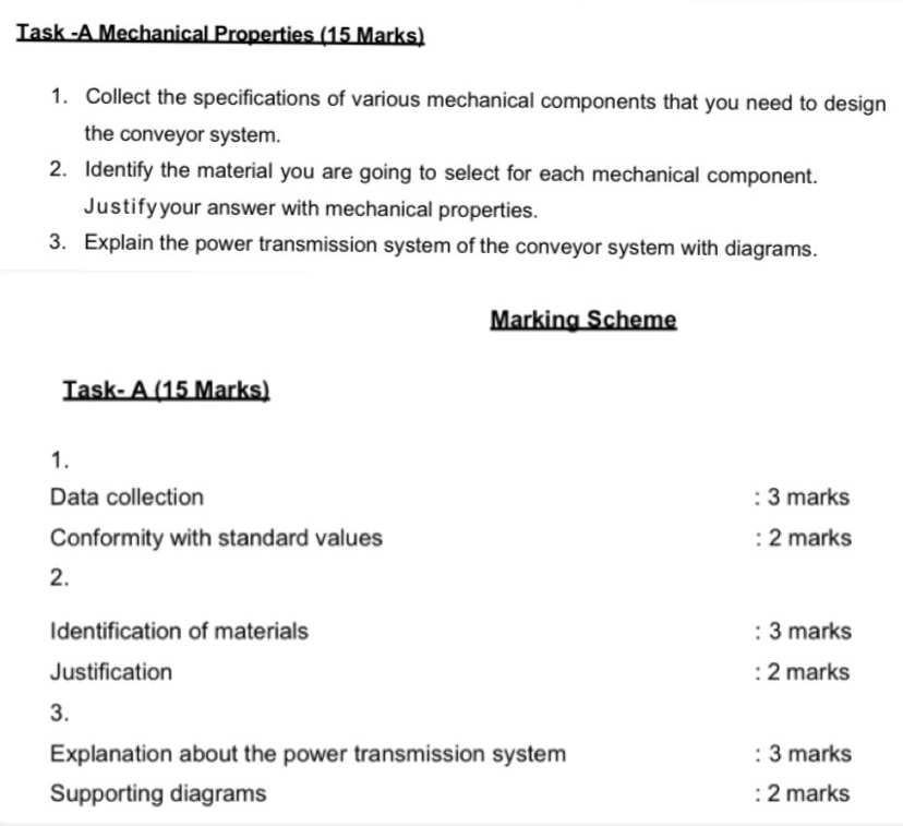 Task - A Mechanical Properties ( 1 5 Marks )