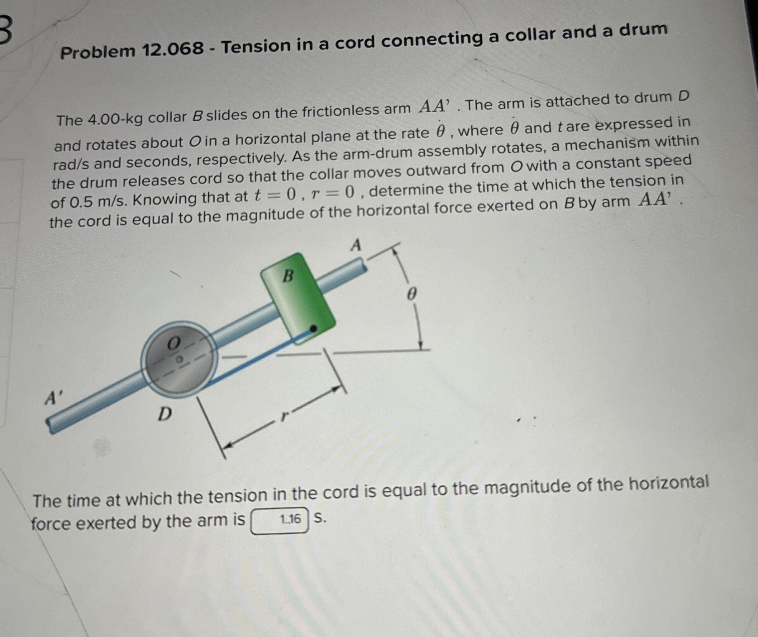 Problem 1 2 . 0 6 8 - Tension in a cord