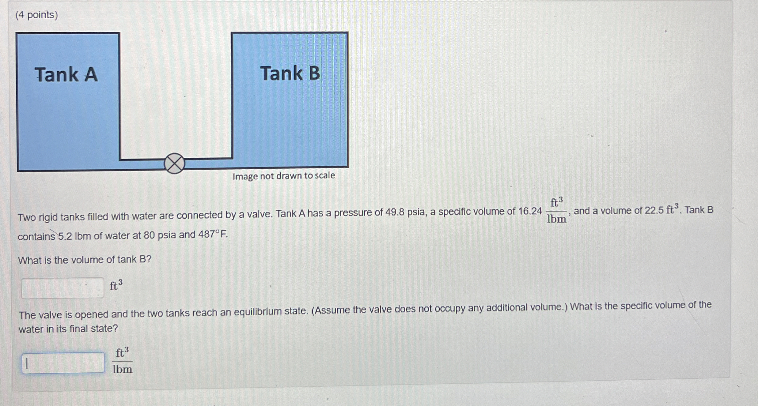 Two rigid tanks filled with water are connected