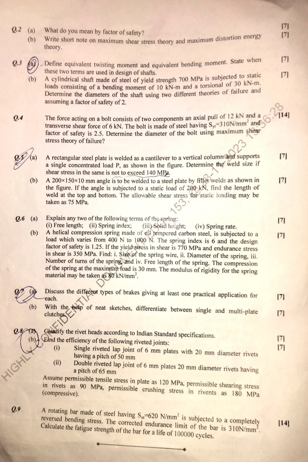 Q . 2 ( a ) What do you mean by factor of safety?