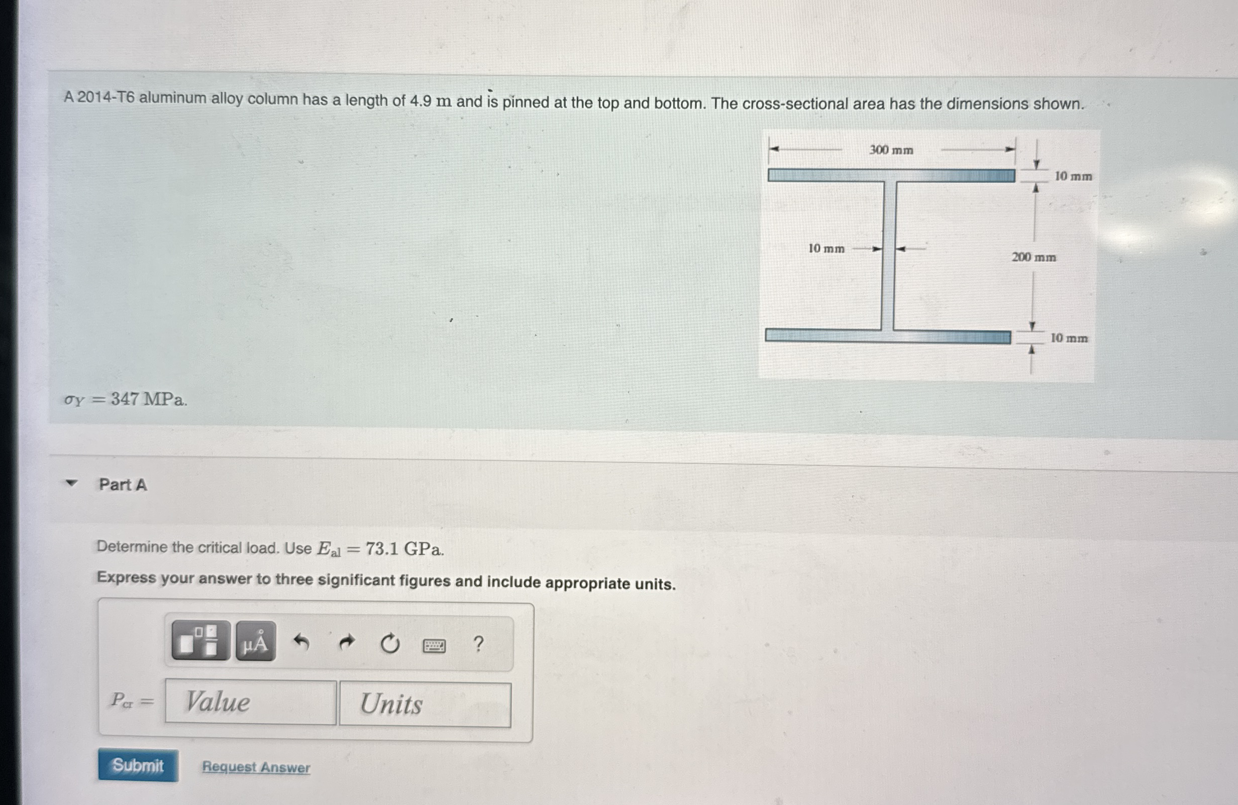 A 2 0 1 4 - T 6 aluminum alloy column has a