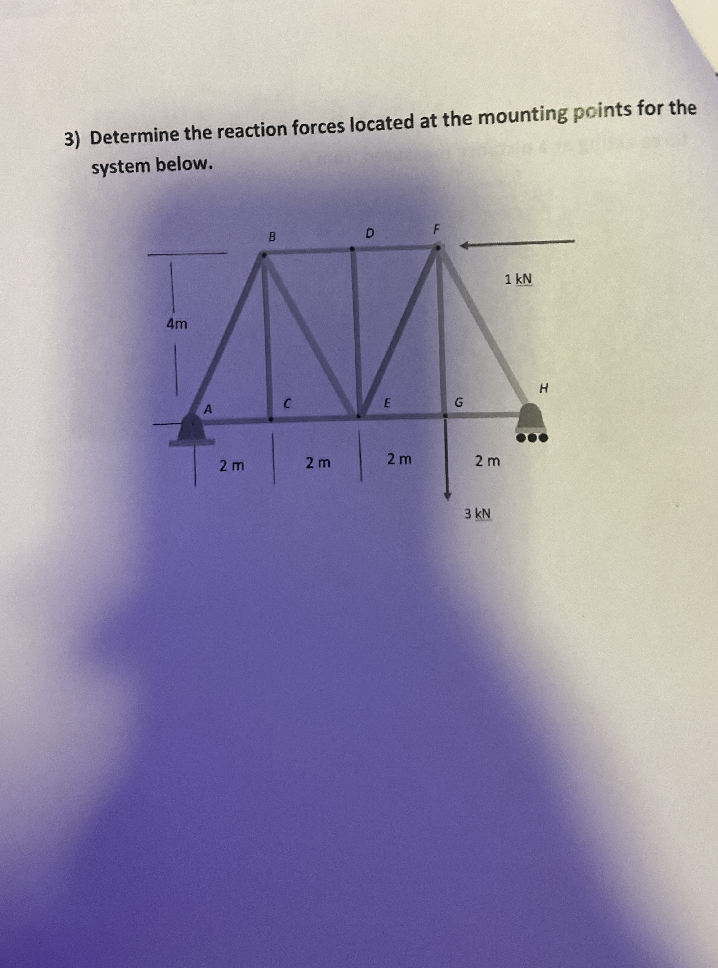 Determine the reaction forces located at the