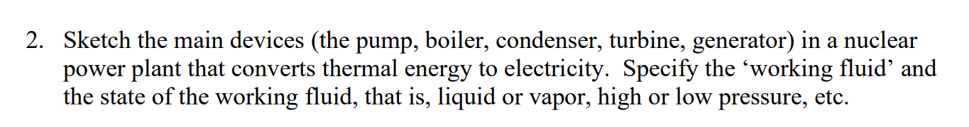 Sketch the main devices ( the pump, boiler,