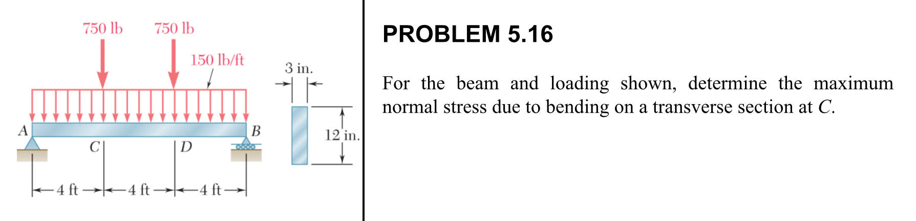 PROBLEM 5 . 1 6 For the beam and loading shown,