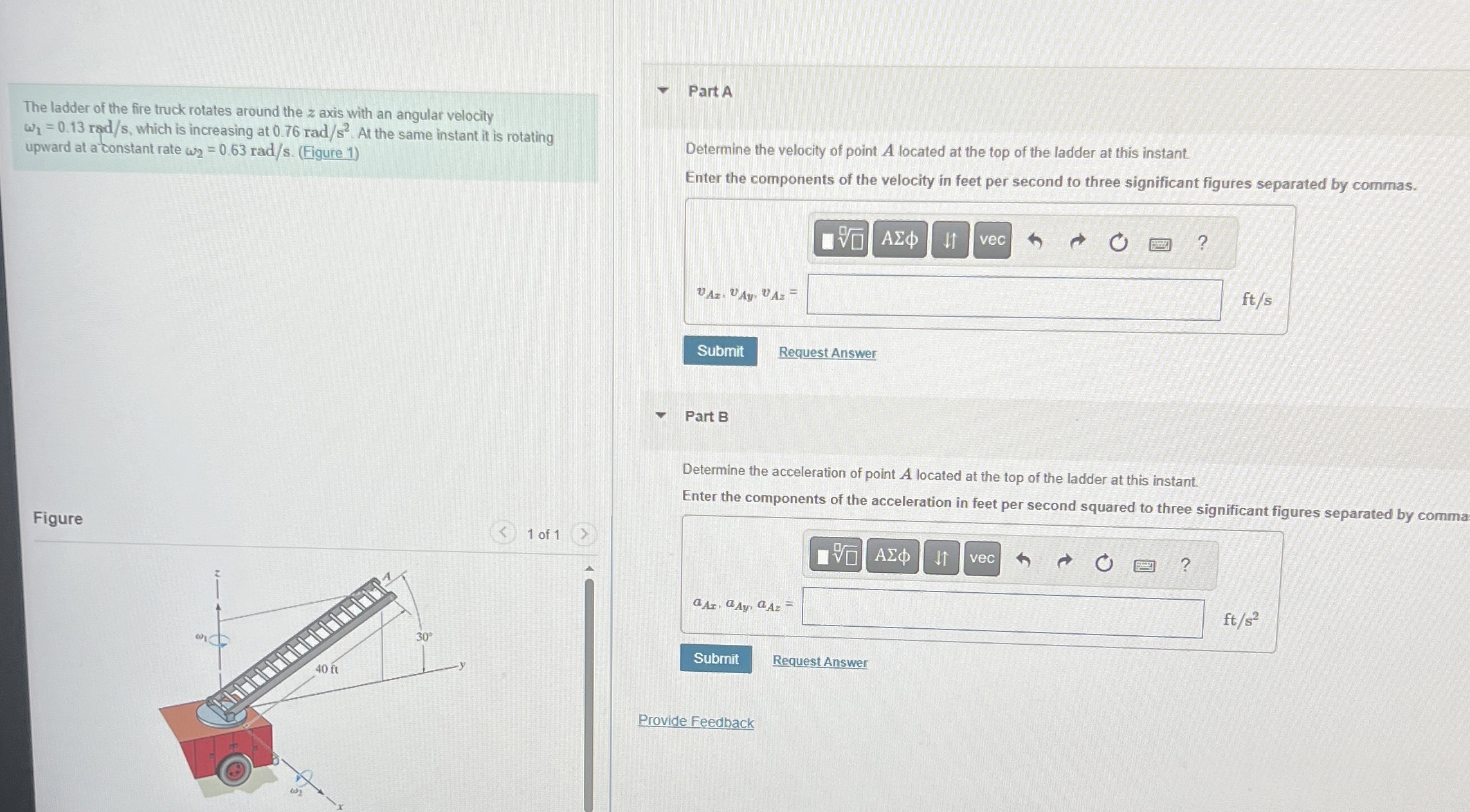 The ladder of the fire truck rotates around the z