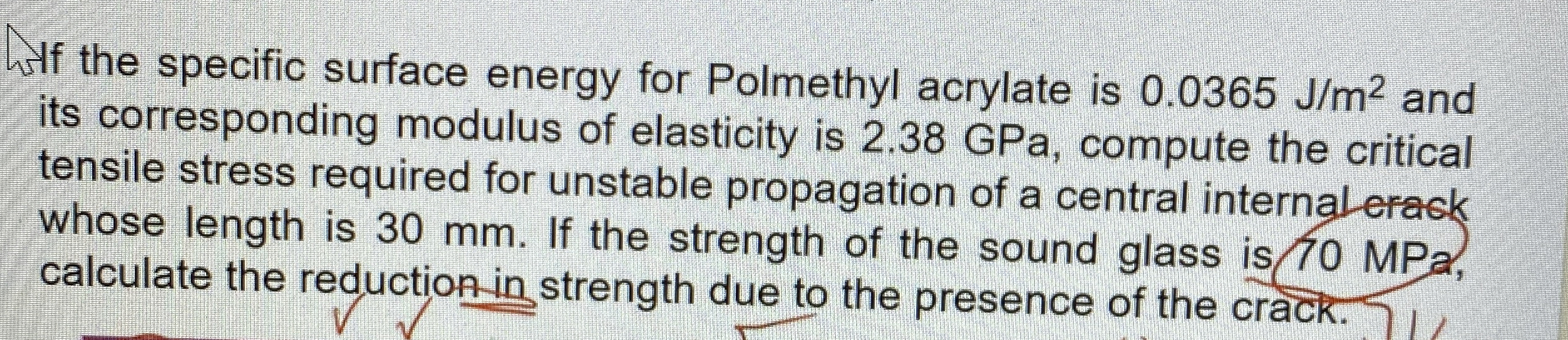 If the specific surface energy for Polmethyl