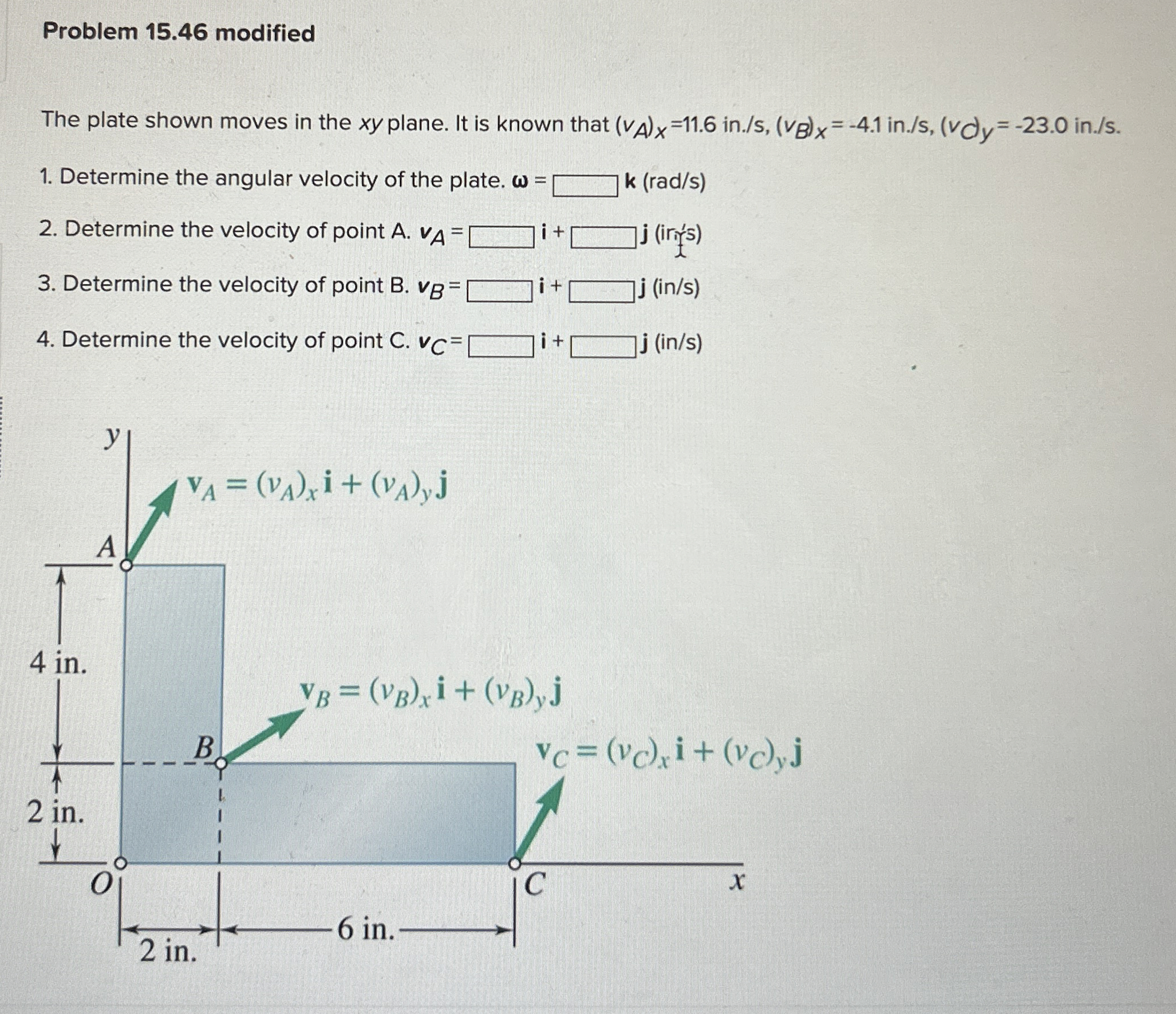 Problem 1 5 . 4 6 modified The plate shown moves