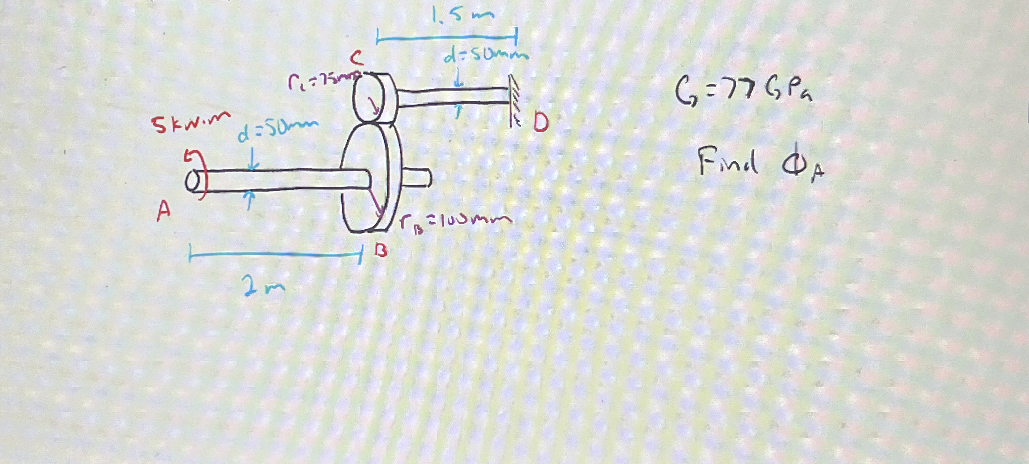 G = 7 7 GPa Radius @ c = 7 5 mm Radius @ b = 1 0