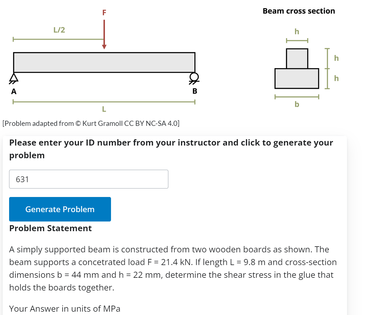Beam cross section [ Problem adapted from Kurt