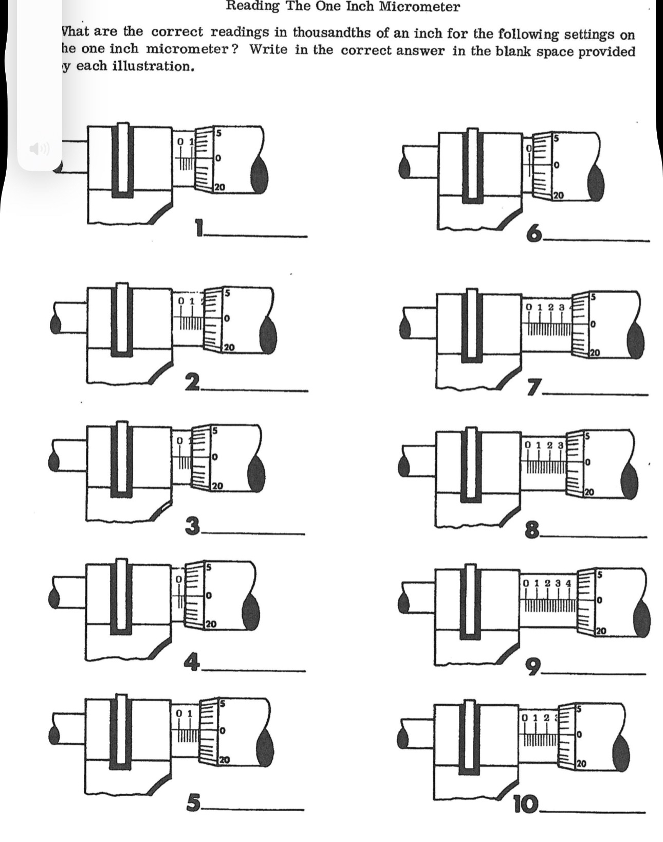 Reading The One Inch Micrometer What are the