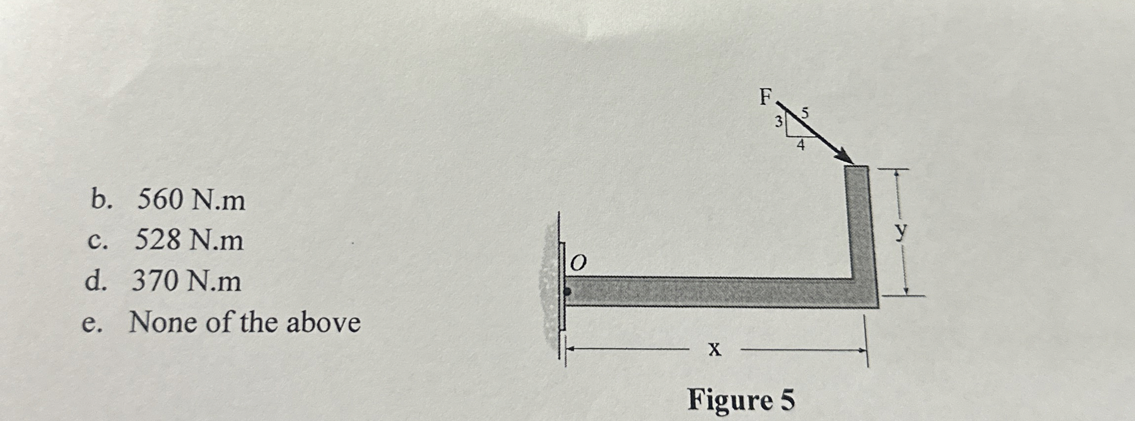 Determine the moment of force about point o in N