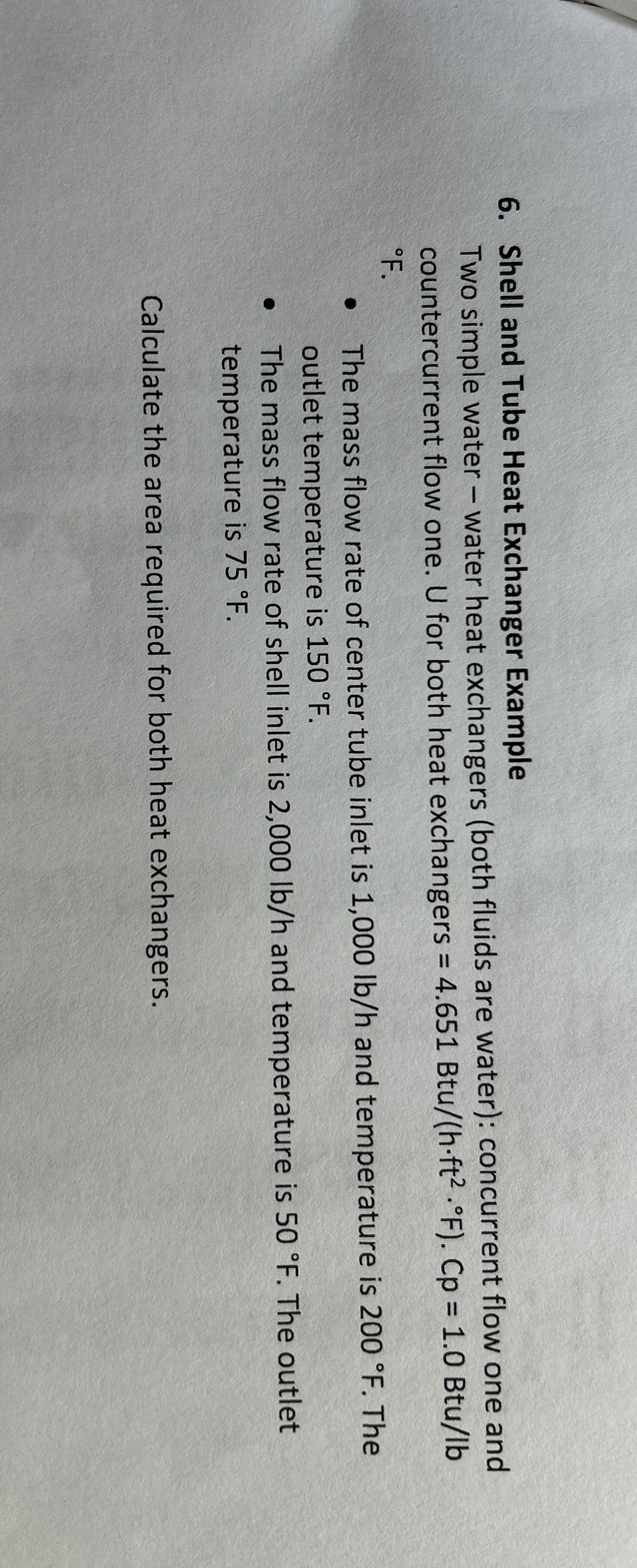 Shell and Tube Heat Exchanger Example Two simple