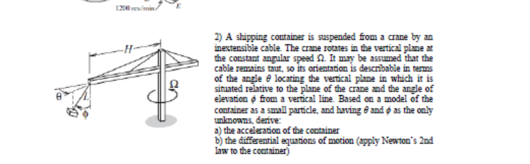 2 ) A shipping container is suspended from a