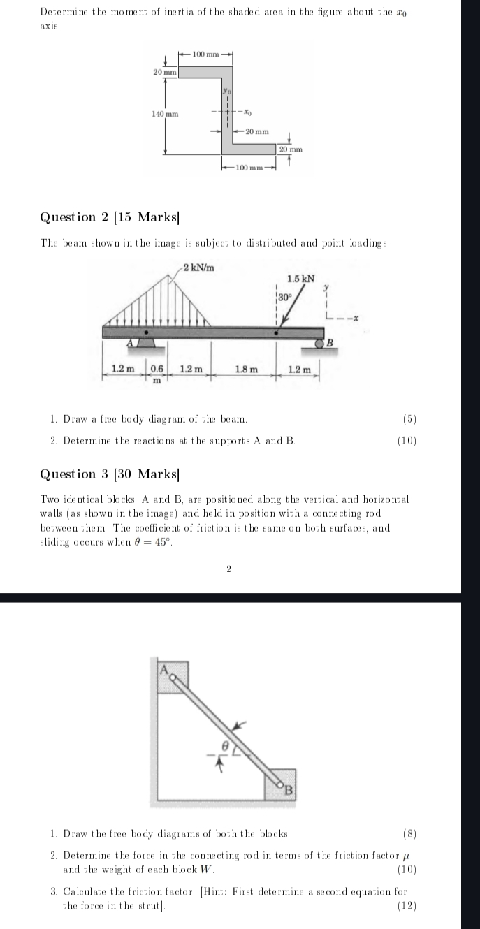 Determine the moment of inertia of the shaded