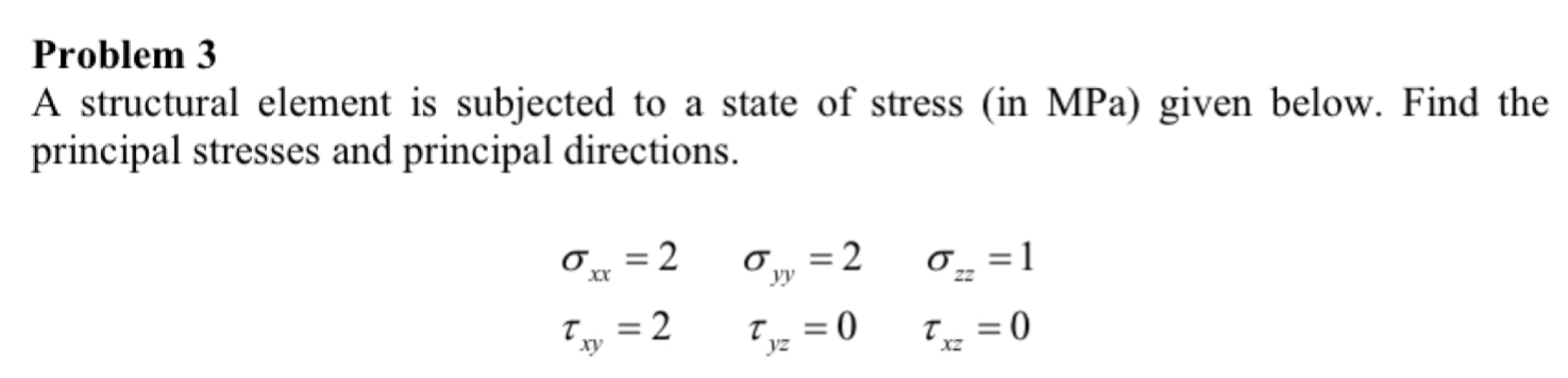 Problem 3 A structural element is subjected to a