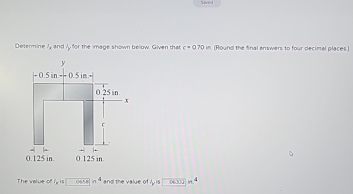 Determine I x and I y for the image shown below.